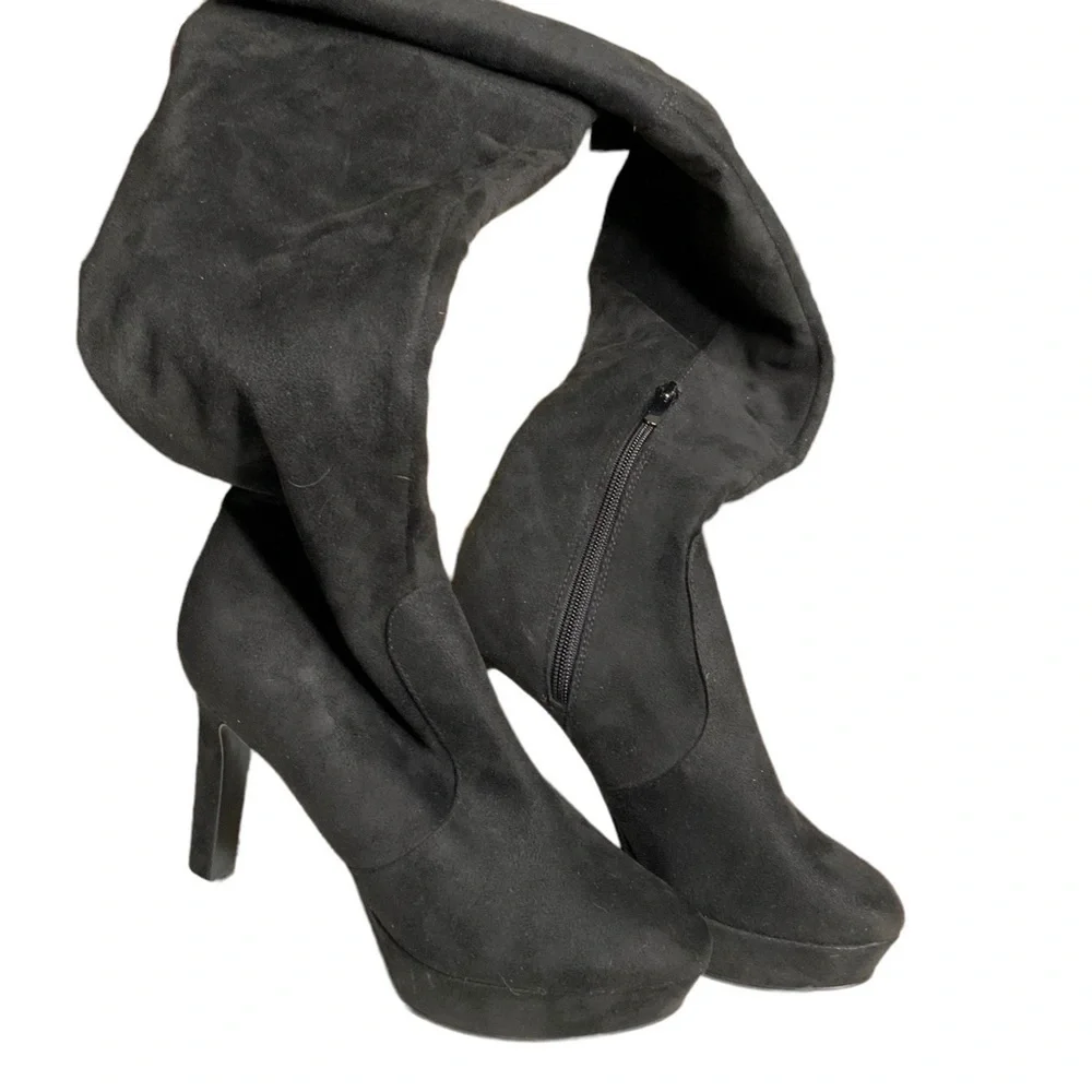 Nine West black over the knee sued boots. Size 6